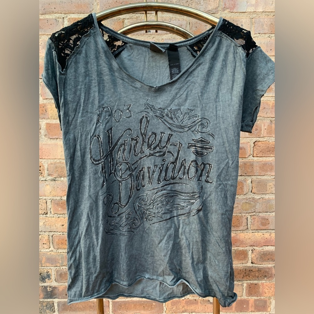 Harley-Davidson shirt with lace shoulders, size Large